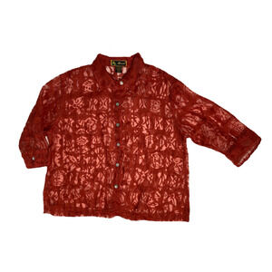Mirasol 3/4 Sleeve Burn Out Blouse Size XL